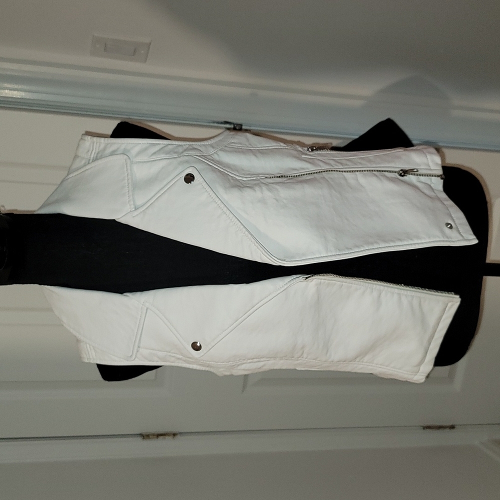 Bebe white leather vest